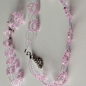 Elegant Pink Lace Choker Necklace
